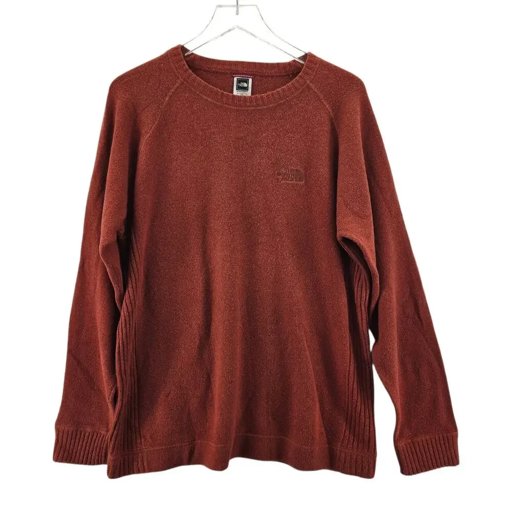 North Face Crew Neck Sweater Men Large Burnt Orange Wool Cotton Gorpcore Outdoor